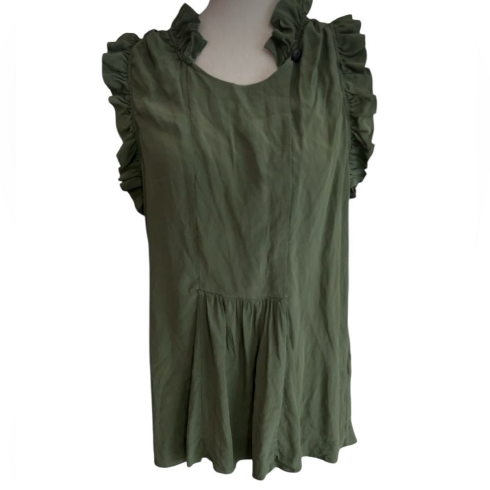 Isabel Marant silk ruffle top in Olive Green size 0 (oversized)
